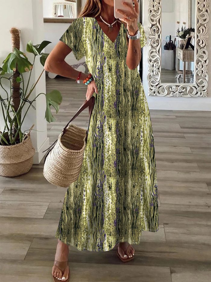 Bohemian Style Printed Large Swing Dress - Image 5