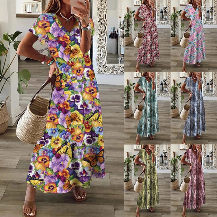 Bohemian Style Printed Large Swing Dress