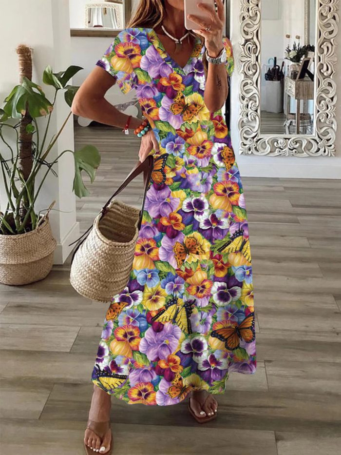 Bohemian Style Printed Large Swing Dress - Image 7