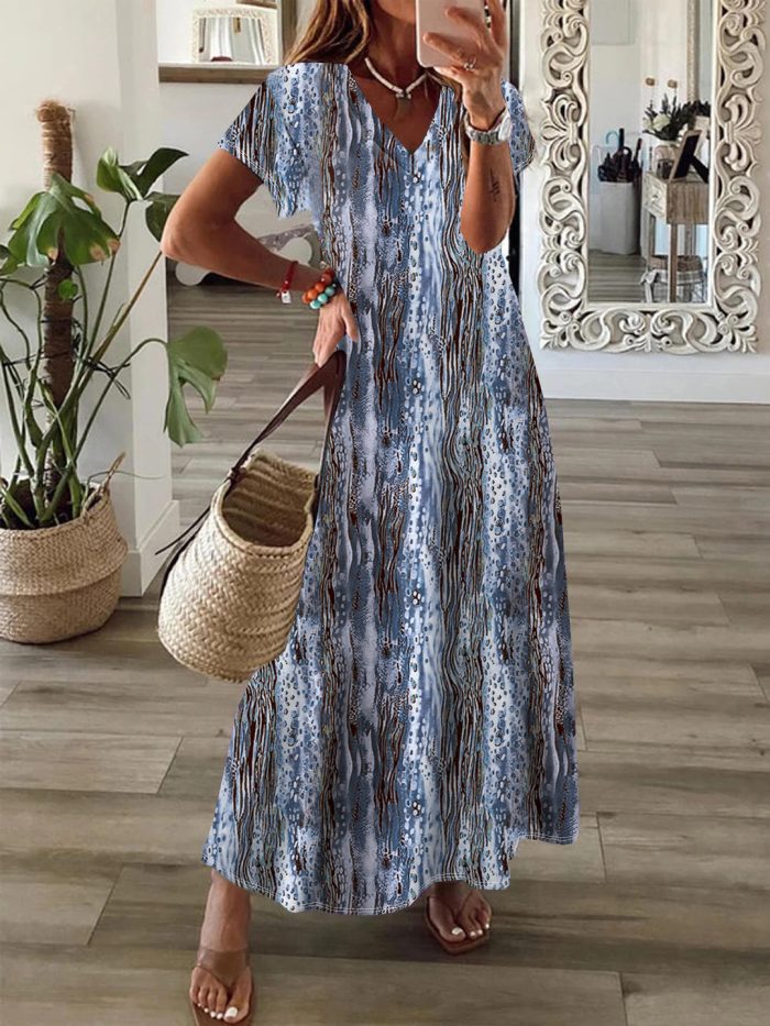 Bohemian Style Printed Large Swing Dress - Image 3