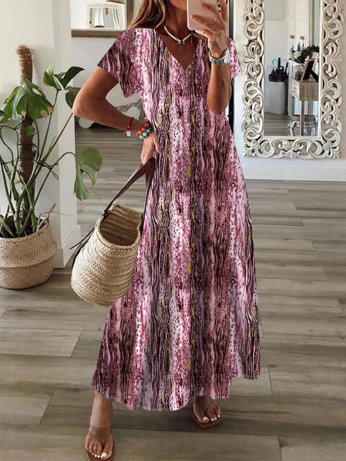 Bohemian Style Printed Large Swing Dress - Image 8