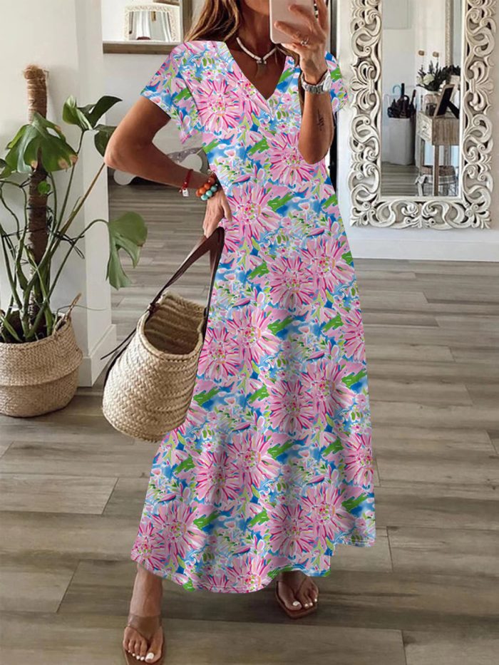 Bohemian Style Printed Large Swing Dress - Image 9