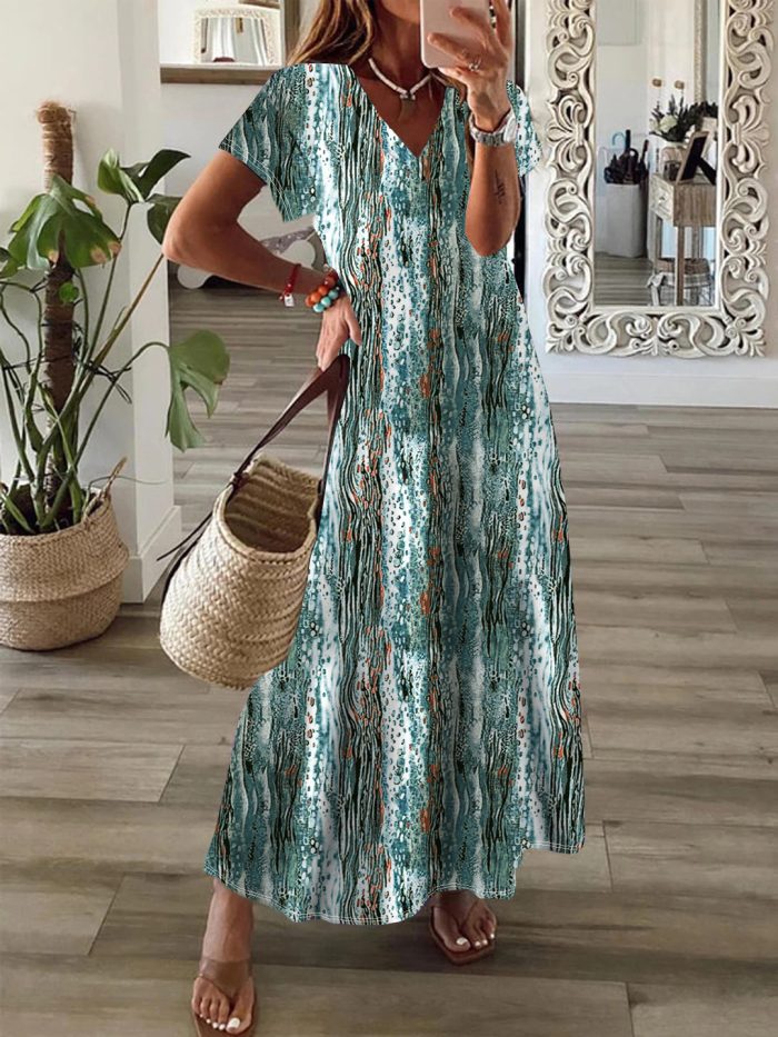 Bohemian Style Printed Large Swing Dress - Image 4